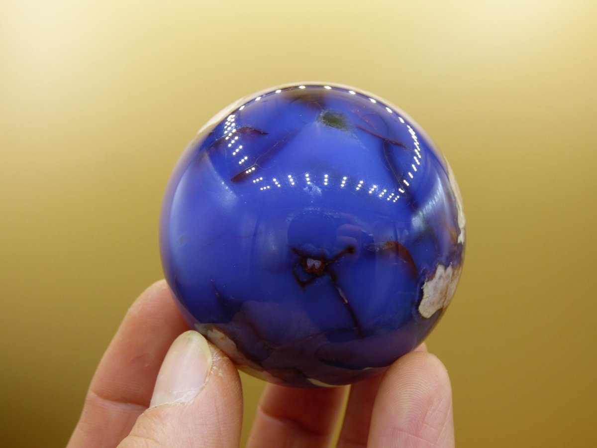 Blumen Achat blau Flower Blossom A - Edelstein Kugel Deko Kristall Sphere Meditation Heilstein Natur Geschenk Er Sie Mann Frau Selten Rarität - Art of Nature Berlin