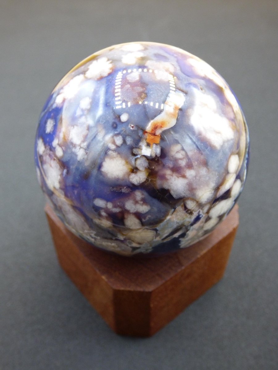 Blumen Achat blau Flower Blossom A - Edelstein Kugel Deko Kristall Sphere Meditation Heilstein Natur Geschenk Er Sie Mann Frau Selten Rarität - Art of Nature Berlin