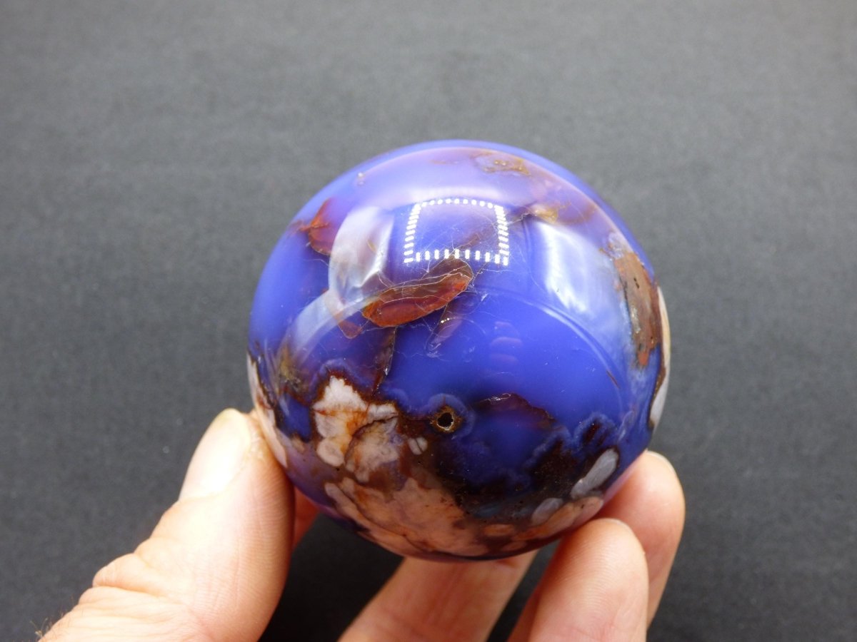 Blumen Achat blau Flower Blossom A - Edelstein Kugel Deko Kristall Sphere Meditation Heilstein Natur Geschenk Er Sie Mann Frau Selten Rarität - Art of Nature Berlin