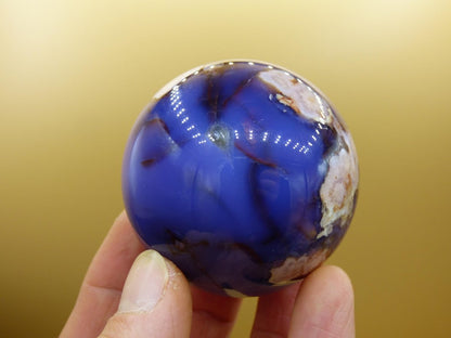 Blumen Achat blau Flower Blossom A - Edelstein Kugel Deko Kristall Sphere Meditation Heilstein Natur Geschenk Er Sie Mann Frau Selten Rarität - Art of Nature Berlin