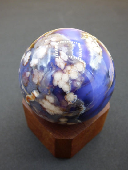 Blumen Achat blau Flower Blossom A - Edelstein Kugel Deko Kristall Sphere Meditation Heilstein Natur Geschenk Er Sie Mann Frau Selten Rarität - Art of Nature Berlin