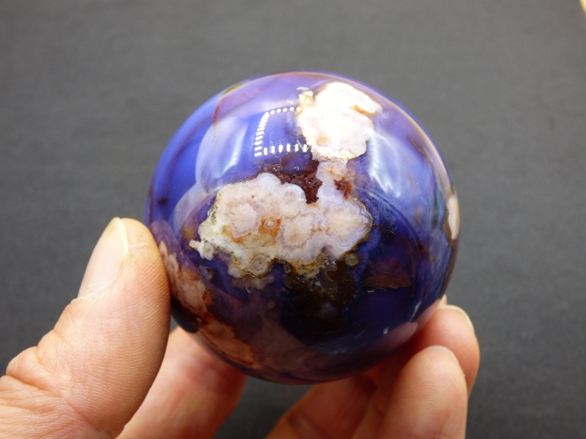 Blumen Achat blau Flower Blossom A - Edelstein Kugel Deko Kristall Sphere Meditation Heilstein Natur Geschenk Er Sie Mann Frau Selten Rarität - Art of Nature Berlin