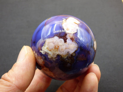 Blumen Achat blau Flower Blossom A - Edelstein Kugel Deko Kristall Sphere Meditation Heilstein Natur Geschenk Er Sie Mann Frau Selten Rarität - Art of Nature Berlin