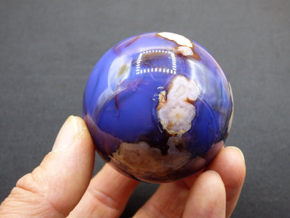 Blumen Achat blau Flower Blossom A - Edelstein Kugel Deko Kristall Sphere Meditation Heilstein Natur Geschenk Er Sie Mann Frau Selten Rarität - Art of Nature Berlin