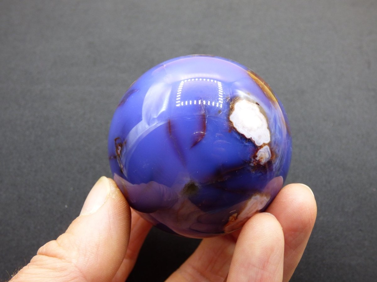 Blumen Achat blau Flower Blossom A - Edelstein Kugel Deko Kristall Sphere Meditation Heilstein Natur Geschenk Er Sie Mann Frau Selten Rarität - Art of Nature Berlin