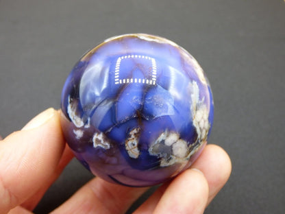 Blumen Achat blau Flower Blossom A - Edelstein Kugel Deko Kristall Sphere Meditation Heilstein Natur Geschenk Er Sie Mann Frau Selten Rarität - Art of Nature Berlin