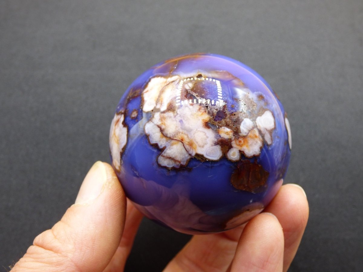 Blumen Achat blau Flower Blossom A - Edelstein Kugel Deko Kristall Sphere Meditation Heilstein Natur Geschenk Er Sie Mann Frau Selten Rarität - Art of Nature Berlin