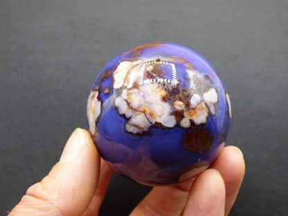 Blumen Achat blau Flower Blossom A - Edelstein Kugel Deko Kristall Sphere Meditation Heilstein Natur Geschenk Er Sie Mann Frau Selten Rarität - Art of Nature Berlin