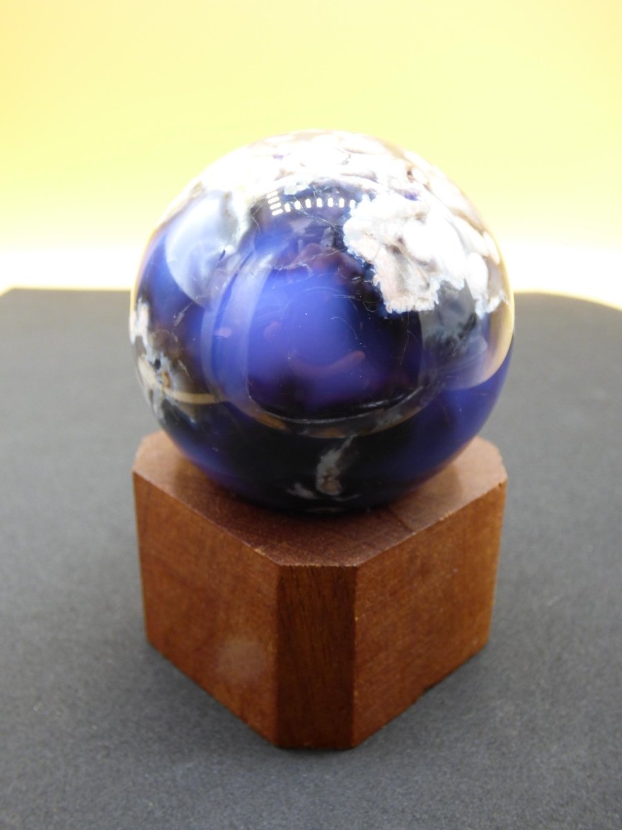 Blumen Achat blau Flower Blossom A - Edelstein Kugel Deko Kristall Sphere Meditation Heilstein Natur Geschenk Er Sie Mann Frau Selten Rarität - Art of Nature Berlin