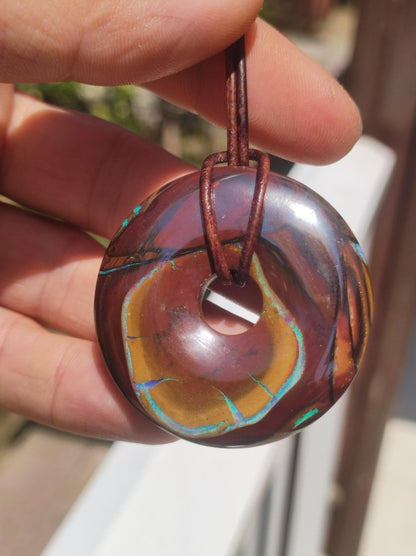 Boulder Opal AAA *Rarität* Sammlerstück Donut Kette Queenland Australien Goa Hippie Boho Schmuck Natürlich Schutzsymbol Heilstein Anhänger - Art of Nature Berlin