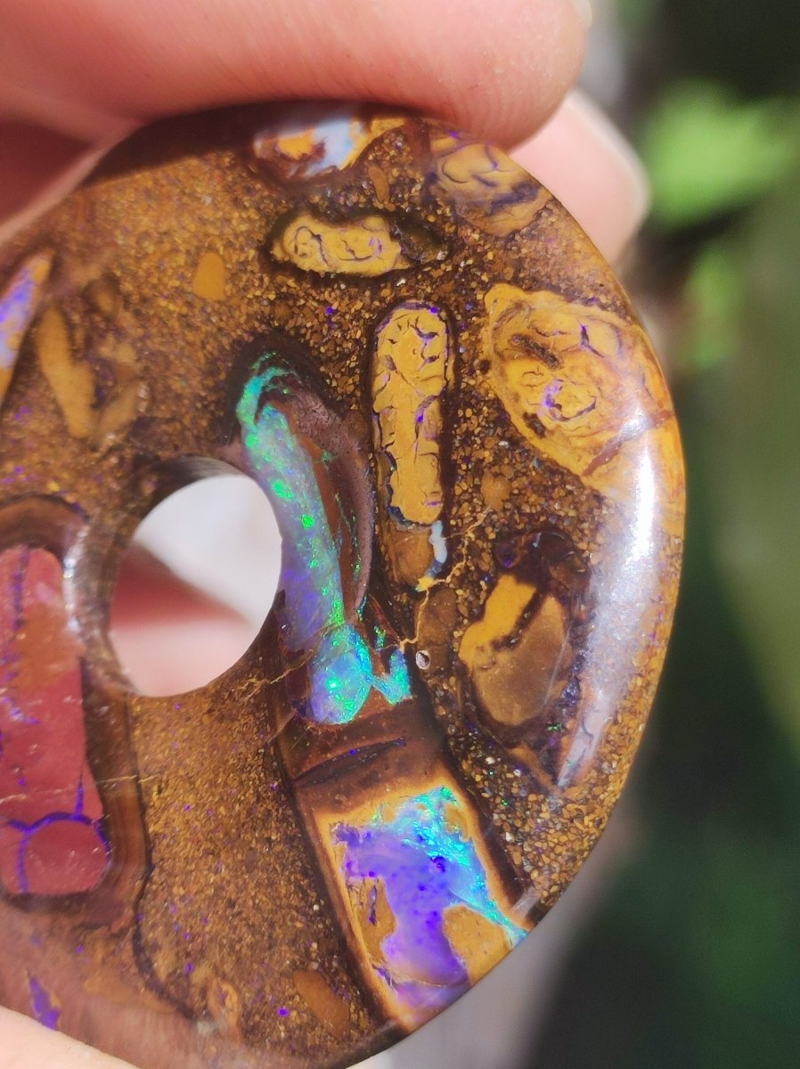 Boulder Opal AAA *Rarität* Sammlerstück Donut Kette Queenland Australien Goa Hippie Boho Schmuck Natürlich Schutzsymbol Heilstein Anhänger - Art of Nature Berlin