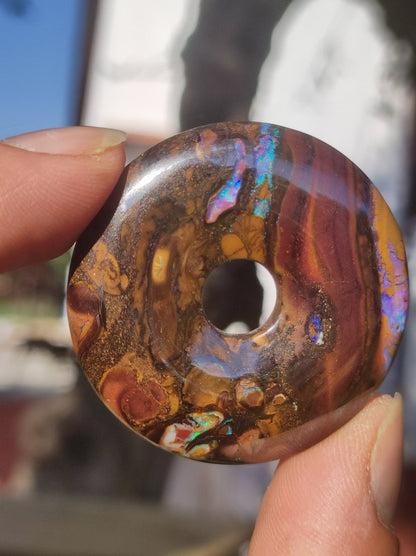 Boulder Opal AAA *Rarität* Sammlerstück Donut Kette Queenland Australien Goa Hippie Boho Schmuck Natürlich Schutzsymbol Heilstein Anhänger - Art of Nature Berlin