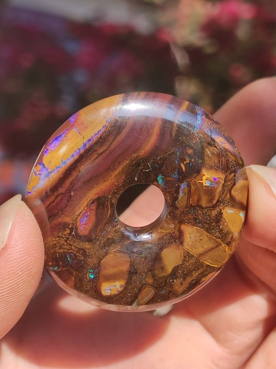 Boulder Opal AAA *Rarität* Sammlerstück Donut Kette Queenland Australien Goa Hippie Boho Schmuck Natürlich Schutzsymbol Heilstein Anhänger - Art of Nature Berlin