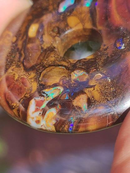 Boulder Opal AAA *Rarität* Sammlerstück Donut Kette Queenland Australien Goa Hippie Boho Schmuck Natürlich Schutzsymbol Heilstein Anhänger - Art of Nature Berlin