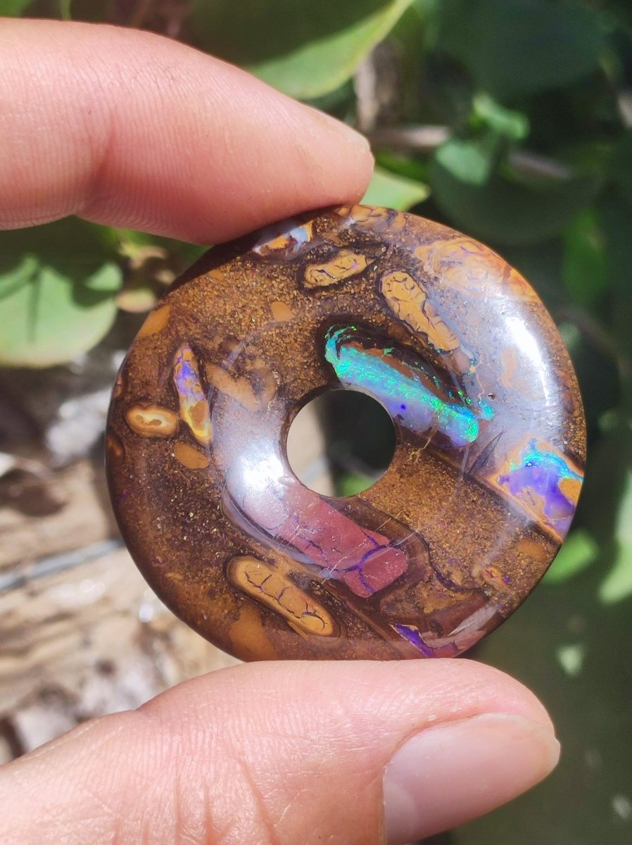 Boulder Opal AAA *Rarität* Sammlerstück Donut Kette Queenland Australien Goa Hippie Boho Schmuck Natürlich Schutzsymbol Heilstein Anhänger - Art of Nature Berlin