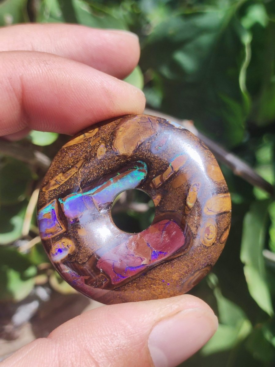 Boulder Opal AAA *Rarität* Sammlerstück Donut Kette Queenland Australien Goa Hippie Boho Schmuck Natürlich Schutzsymbol Heilstein Anhänger - Art of Nature Berlin