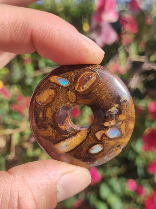 Boulder Opal AAA *Rarität* Sammlerstück Donut Kette Queenland Australien Goa Hippie Boho Schmuck Natürlich Schutzsymbol Heilstein Anhänger - Art of Nature Berlin