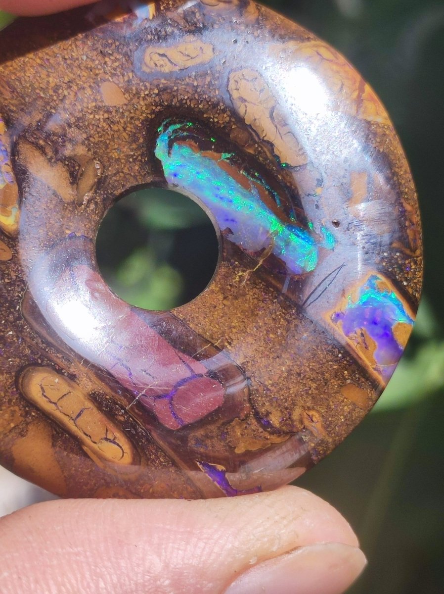 Boulder Opal AAA *Rarität* Sammlerstück Donut Kette Queenland Australien Goa Hippie Boho Schmuck Natürlich Schutzsymbol Heilstein Anhänger - Art of Nature Berlin