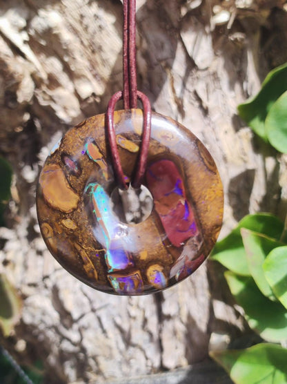 Boulder Opal AAA *Rarität* Sammlerstück Donut Kette Queenland Australien Goa Hippie Boho Schmuck Natürlich Schutzsymbol Heilstein Anhänger - Art of Nature Berlin