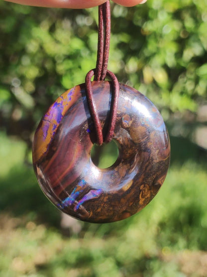 Boulder Opal AAA *Rarität* Sammlerstück Donut Kette Queenland Australien Goa Hippie Boho Schmuck Natürlich Schutzsymbol Heilstein Anhänger - Art of Nature Berlin