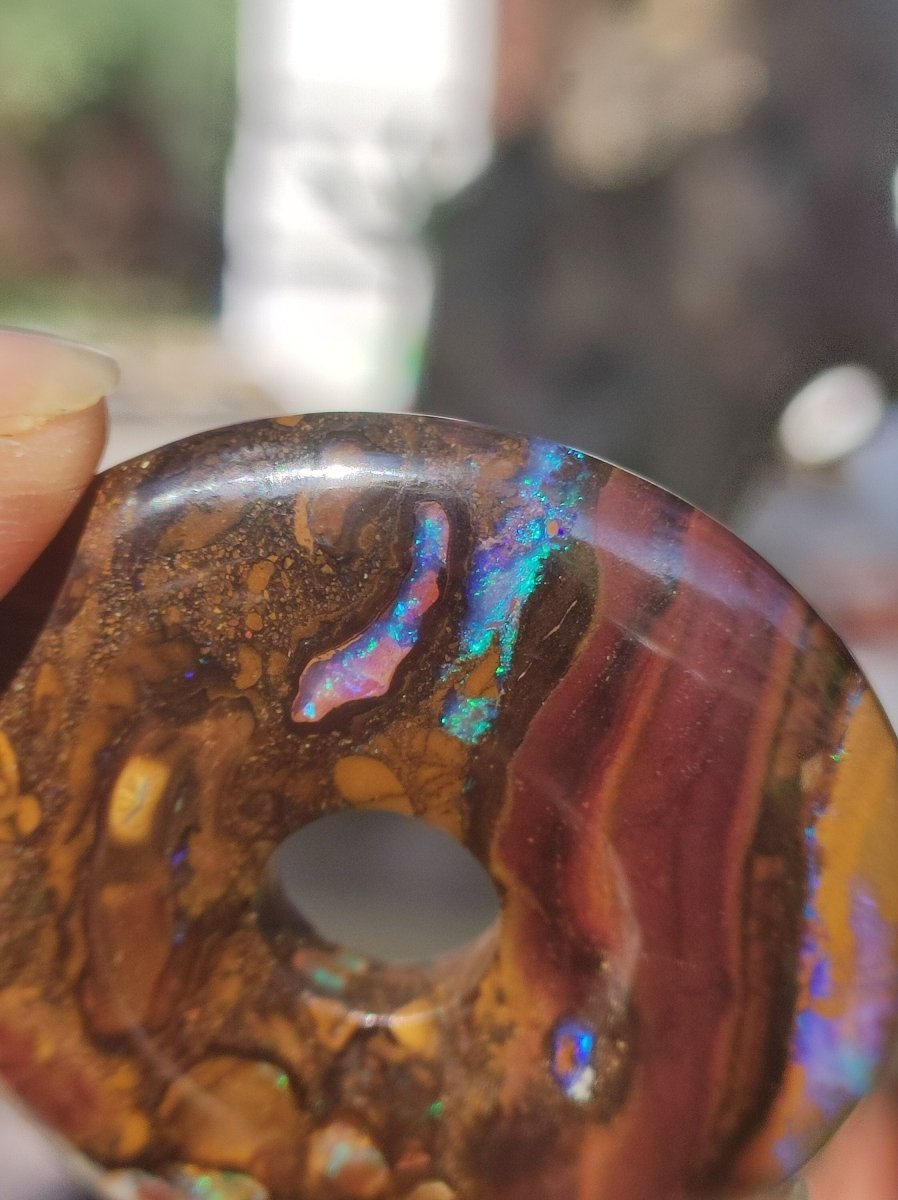 Boulder Opal AAA *Rarität* Sammlerstück Donut Kette Queenland Australien Goa Hippie Boho Schmuck Natürlich Schutzsymbol Heilstein Anhänger - Art of Nature Berlin