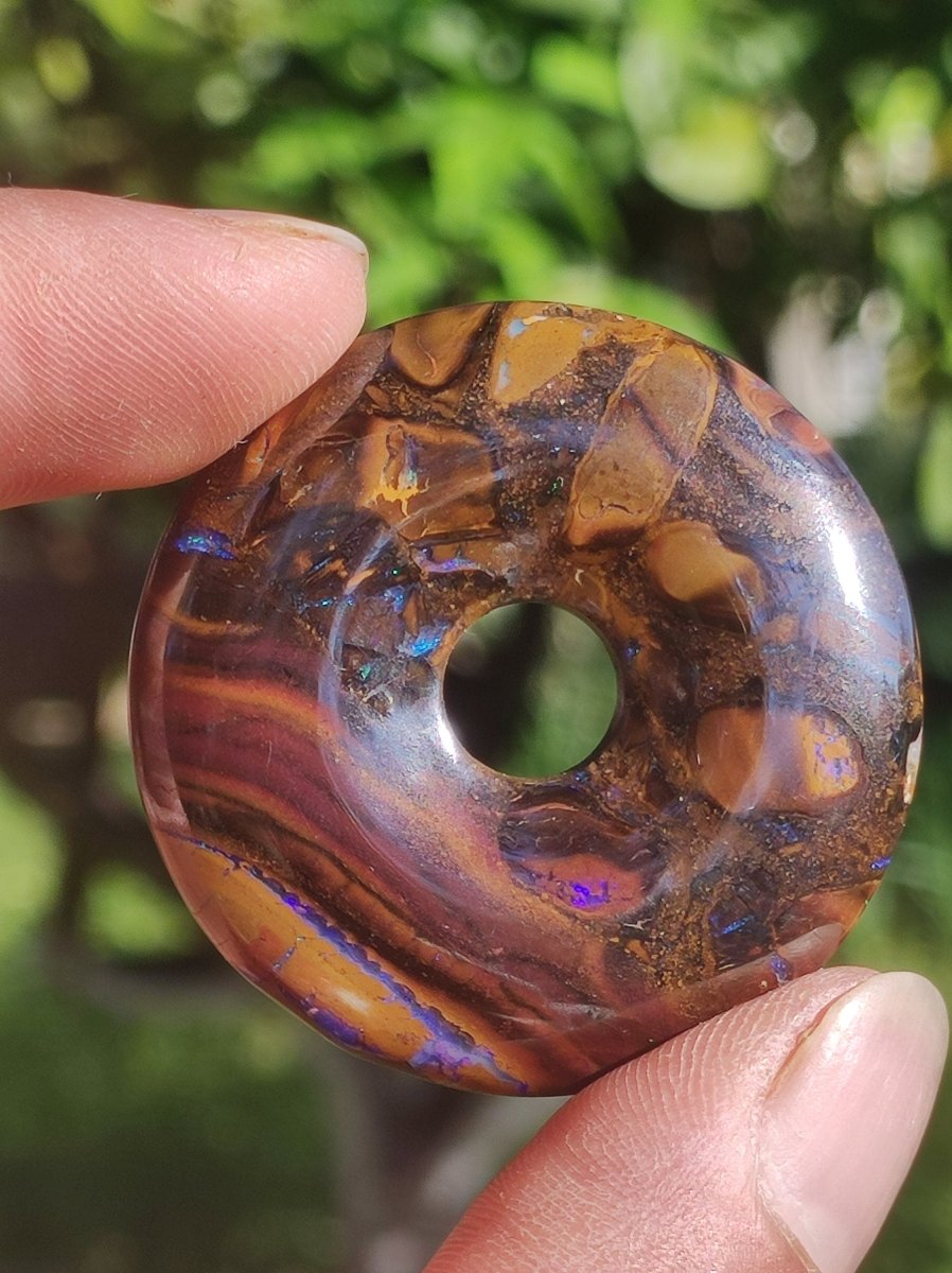 Boulder Opal AAA *Rarität* Sammlerstück Donut Kette Queenland Australien Goa Hippie Boho Schmuck Natürlich Schutzsymbol Heilstein Anhänger - Art of Nature Berlin