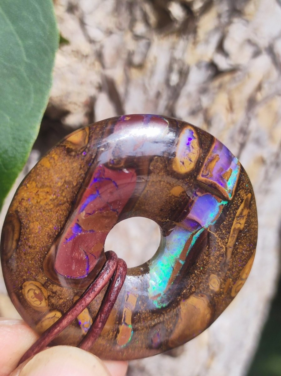 Boulder Opal AAA *Rarität* Sammlerstück Donut Kette Queenland Australien Goa Hippie Boho Schmuck Natürlich Schutzsymbol Heilstein Anhänger - Art of Nature Berlin