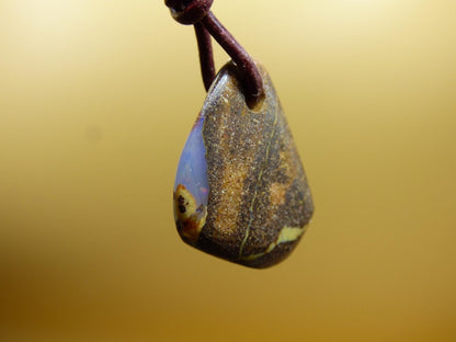 Boulder Opal - Edelstein Kette braun Heilstein Er Sie Mann Frau Geschenk Glück Anhänger HIPPIE GOA Boho Tibet Ethno Natur Unikat - Art of Nature Berlin