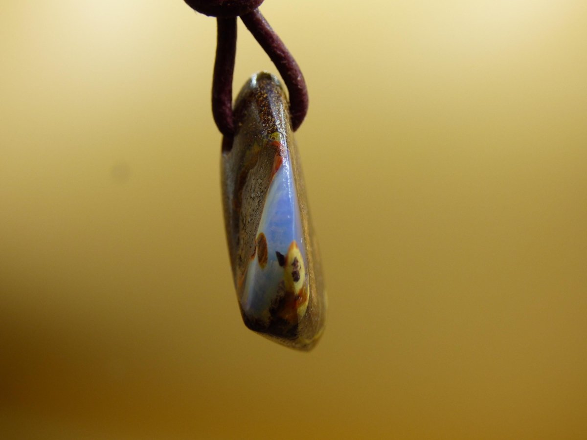 Boulder Opal - Edelstein Kette braun Heilstein Er Sie Mann Frau Geschenk Glück Anhänger HIPPIE GOA Boho Tibet Ethno Natur Unikat - Art of Nature Berlin