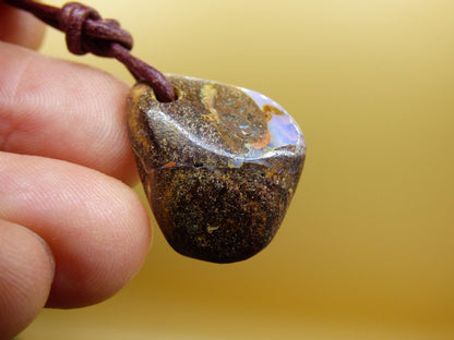 Boulder Opal - Edelstein Kette braun Heilstein Er Sie Mann Frau Geschenk Glück Anhänger HIPPIE GOA Boho Tibet Ethno Natur Unikat - Art of Nature Berlin