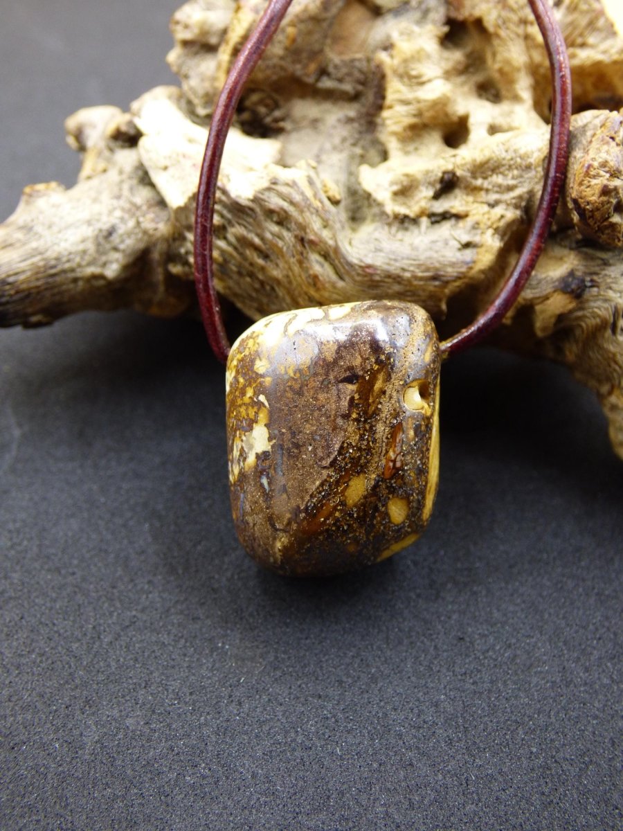 Boulder Opal - Edelstein Kette braun Heilstein Er Sie Mann Frau Geschenk Glück Anhänger HIPPIE GOA Boho Tibet Ethno Natur Unikat - Art of Nature Berlin