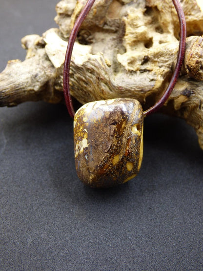 Boulder Opal - Edelstein Kette braun Heilstein Er Sie Mann Frau Geschenk Glück Anhänger HIPPIE GOA Boho Tibet Ethno Natur Unikat - Art of Nature Berlin