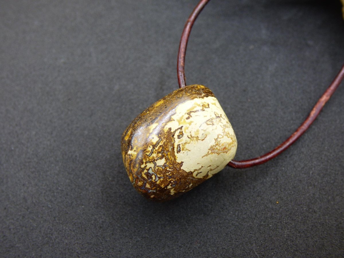 Boulder Opal - Edelstein Kette braun Heilstein Er Sie Mann Frau Geschenk Glück Anhänger HIPPIE GOA Boho Tibet Ethno Natur Unikat - Art of Nature Berlin