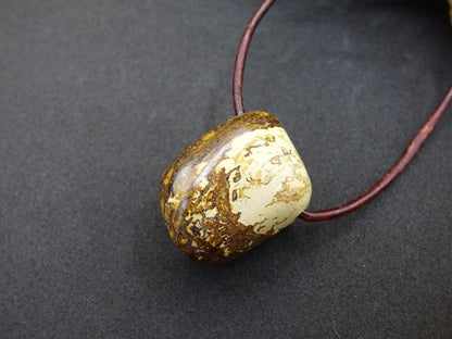 Boulder Opal - Edelstein Kette braun Heilstein Er Sie Mann Frau Geschenk Glück Anhänger HIPPIE GOA Boho Tibet Ethno Natur Unikat - Art of Nature Berlin