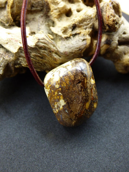 Boulder Opal - Edelstein Kette braun Heilstein Er Sie Mann Frau Geschenk Glück Anhänger HIPPIE GOA Boho Tibet Ethno Natur Unikat - Art of Nature Berlin