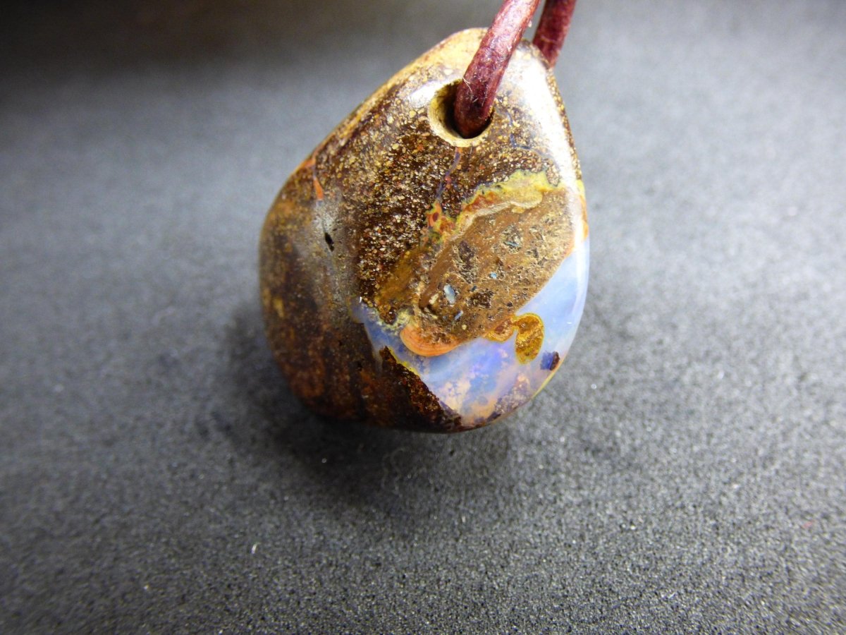 Boulder Opal - Edelstein Kette braun Heilstein Er Sie Mann Frau Geschenk Glück Anhänger HIPPIE GOA Boho Tibet Ethno Natur Unikat - Art of Nature Berlin