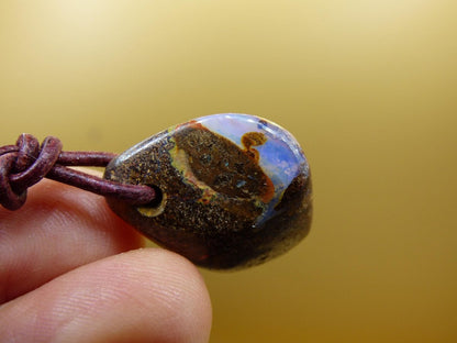 Boulder Opal - Edelstein Kette braun Heilstein Er Sie Mann Frau Geschenk Glück Anhänger HIPPIE GOA Boho Tibet Ethno Natur Unikat - Art of Nature Berlin