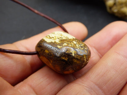Boulder Opal - Edelstein Kette braun Heilstein Er Sie Mann Frau Geschenk Glück Anhänger HIPPIE GOA Boho Tibet Ethno Natur Unikat - Art of Nature Berlin