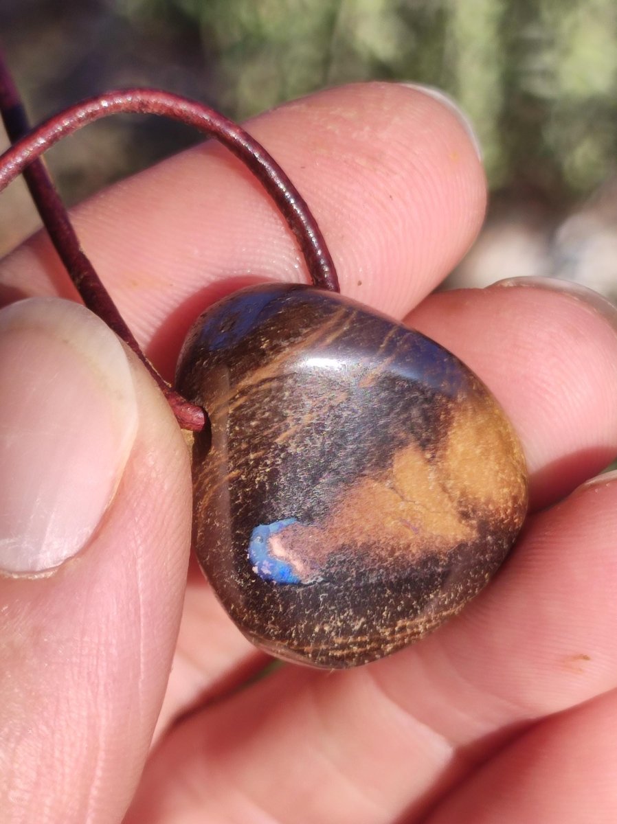 Boulder Opal ~ Edelstein Kette HIPPIE GOA Boho Ethno Natur Heilstein Rarität Kristalle Schmuck Anhänger braun Natur Stein Geschenk Freund - Art of Nature Berlin