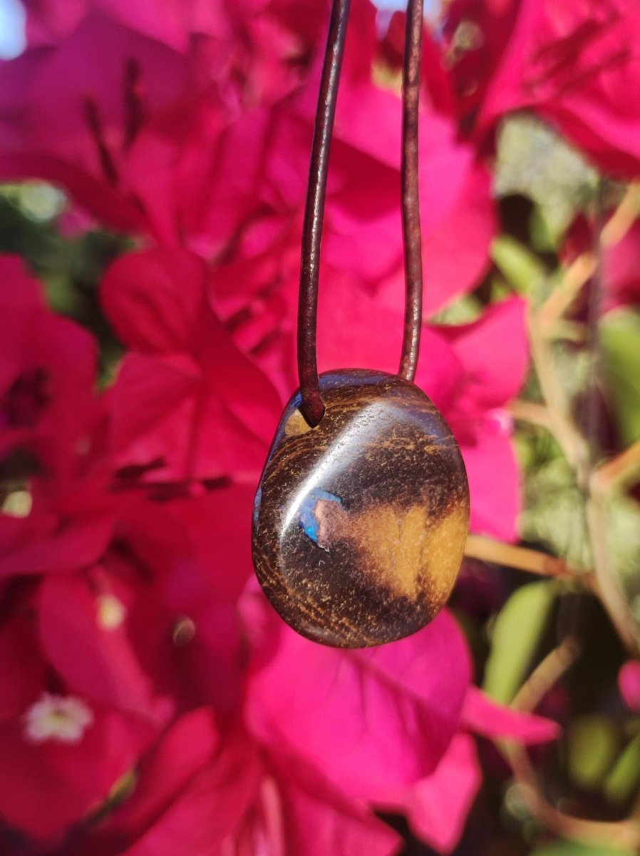 Boulder Opal ~ Edelstein Kette HIPPIE GOA Boho Ethno Natur Heilstein Rarität Kristalle Schmuck Anhänger braun Natur Stein Geschenk Freund - Art of Nature Berlin