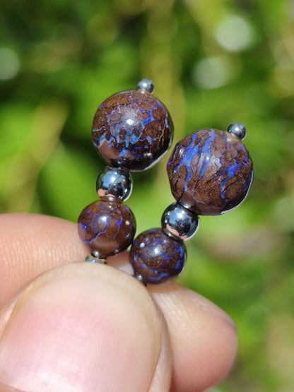 Boulder Opal - Edelstein Ohrringe Natur Heilstein Schmuck Rarität Frau Sie Freundin Geschenk Edel Ohrhänger hochwertig Handarbeit Unikat - Art of Nature Berlin