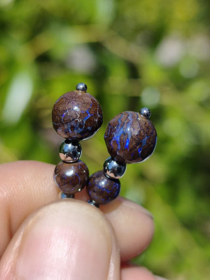 Boulder Opal - Edelstein Ohrringe Natur Heilstein Schmuck Rarität Frau Sie Freundin Geschenk Edel Ohrhänger hochwertig Handarbeit Unikat - Art of Nature Berlin