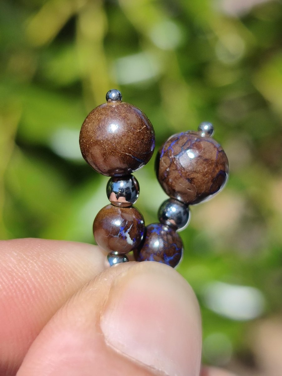 Boulder Opal - Edelstein Ohrringe Natur Heilstein Schmuck Rarität Frau Sie Freundin Geschenk Edel Ohrhänger hochwertig Handarbeit Unikat - Art of Nature Berlin