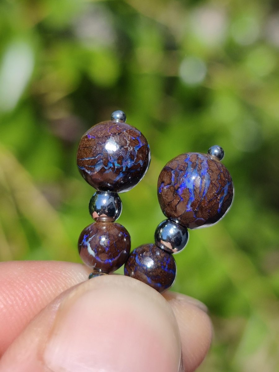 Boulder Opal - Edelstein Ohrringe Natur Heilstein Schmuck Rarität Frau Sie Freundin Geschenk Edel Ohrhänger hochwertig Handarbeit Unikat - Art of Nature Berlin