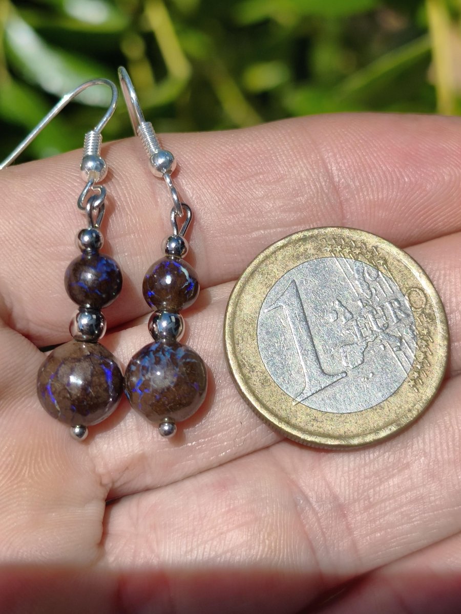 Boulder Opal - Edelstein Ohrringe Natur Heilstein Schmuck Rarität Frau Sie Freundin Geschenk Edel Ohrhänger hochwertig Handarbeit Unikat - Art of Nature Berlin