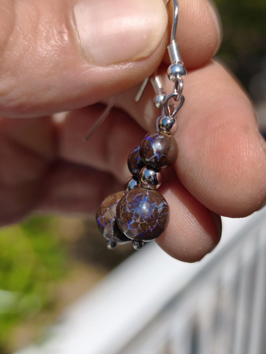 Boulder Opal - Edelstein Ohrringe Natur Heilstein Schmuck Rarität Frau Sie Freundin Geschenk Edel Ohrhänger hochwertig Handarbeit Unikat - Art of Nature Berlin