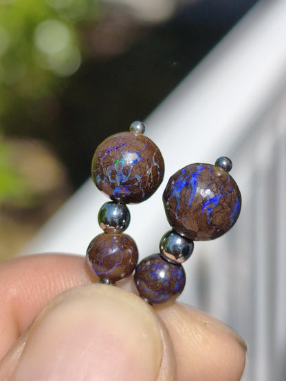 Boulder Opal - Edelstein Ohrringe Natur Heilstein Schmuck Rarität Frau Sie Freundin Geschenk Edel Ohrhänger hochwertig Handarbeit Unikat - Art of Nature Berlin