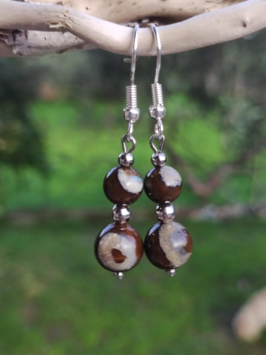 Boulder Opal - Edelstein Ohrringe Natur Heilstein Schmuck Rarität Frau Sie Freundin Geschenk Edel Ohrhänger hochwertig Handarbeit Unikat - Art of Nature Berlin