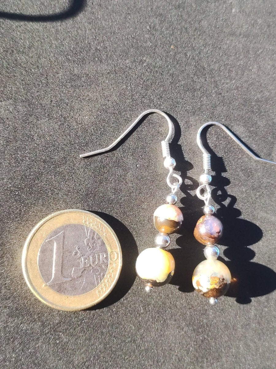 Boulder Opal - Edelstein Ohrringe Natur Heilstein Schmuck Rarität Frau Sie Freundin Geschenk Edel Ohrhänger hochwertig Handarbeit Unikat - Art of Nature Berlin