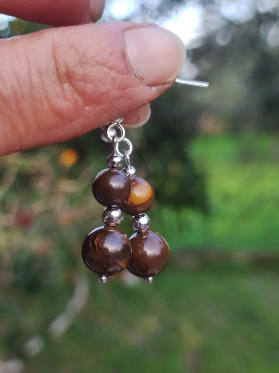 Boulder Opal - Edelstein Ohrringe Natur Heilstein Schmuck Rarität Frau Sie Freundin Geschenk Edel Ohrhänger hochwertig Handarbeit Unikat - Art of Nature Berlin